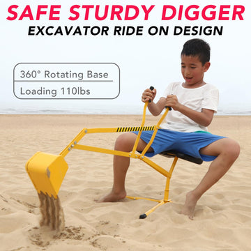 Sand Digger Sandbox Digger Toy, 360Rotating Base, Sturdy Stable Steel Frame Structure-Metal Bucket, Kids Digger Excavator Diggin