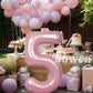 Suwen 40 Inch Pink Large 5 Number Balloons Big Foil Helium Number Balloons 0-9 Jumbo Happy 5Th Mylar Birthday Party Decorations