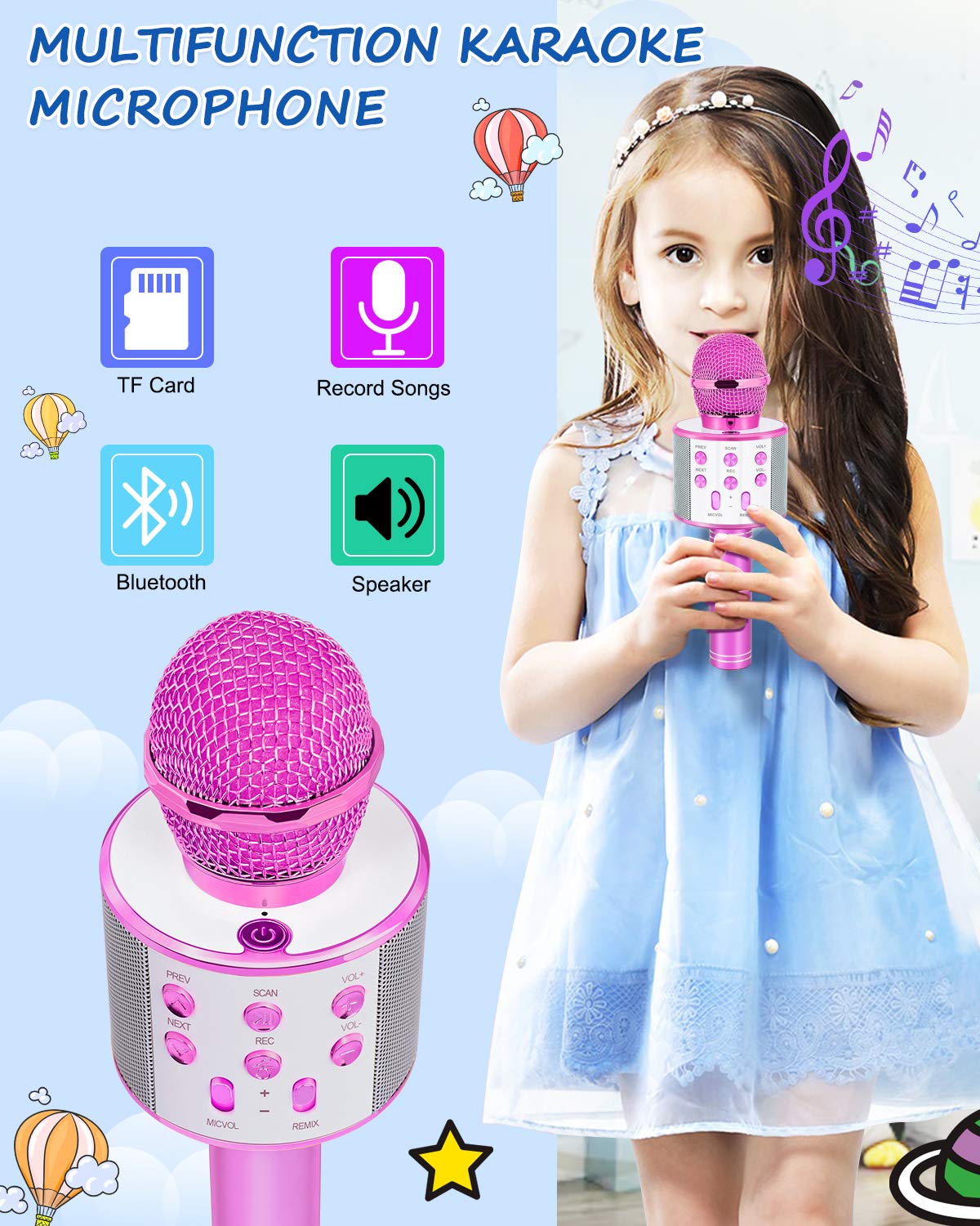Dodosky Gifts For Girls Age 4-12, Karaoke Microphone Gifts For 4 5 6 7 8 9 10 11 12 Year Old Girls Toys For 4-12 Year Old Girls Birthday Gifts For 3-10 Year Old Girl - Purple
