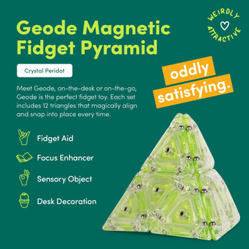 Speks Geode Pyramid - Magnetic Fidget Toy For Adults & Teens 14+ | Sensory Gadget For Stress Relief, Office Desk Toy Present, Christmas Gift, Holiday Stocking Stuffer | 12-Piece Set - Peridot