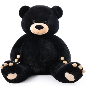 Tezituor 59In Big Teddy Bear Stuffed Animal, Giant Black Stuffed Bear For Baby Shower,Christmas,Valentine'S Day Or Birthday,5Ft 