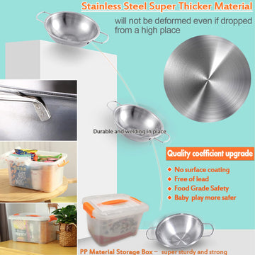 Mini Kitchen Pretend Play Accessories ,Tiny Size Stainless Steel Cookware Set with Portable Storage Box,Cooking Utensils,Play Po