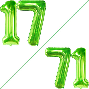 Katchon, Giant Lime Green 17 Balloon Numbers - 40 Inch | Happy 17Th Birthday Decorations, 17 Birthday Balloons | Number 17 Balloons For Happy Birthday Decorations | 17 Number Balloons