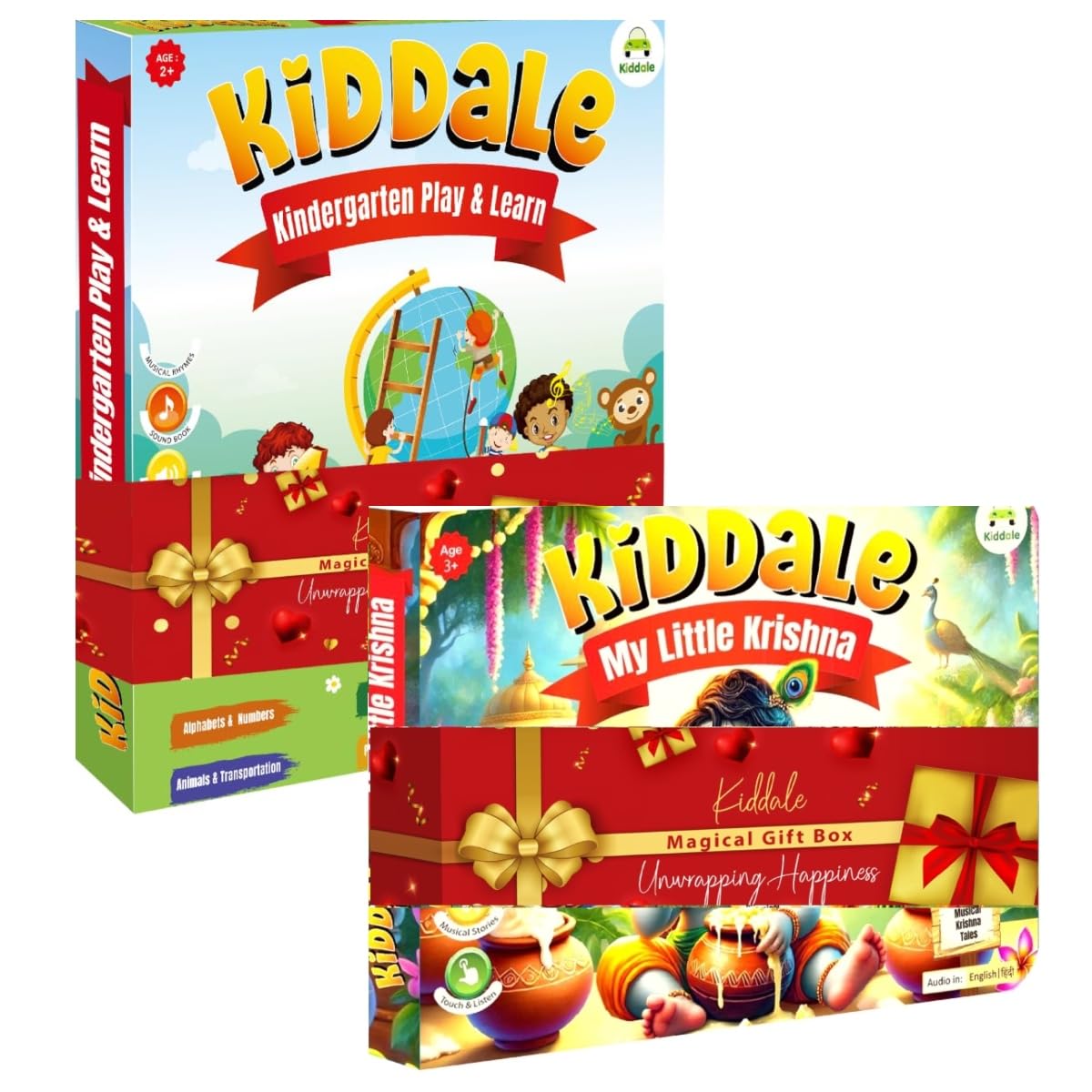 Kiddale Play N Learn ABC & My Krishna Musical Book Combo  Fun Learning & Devotional Stories for Kids (Pack of 2)