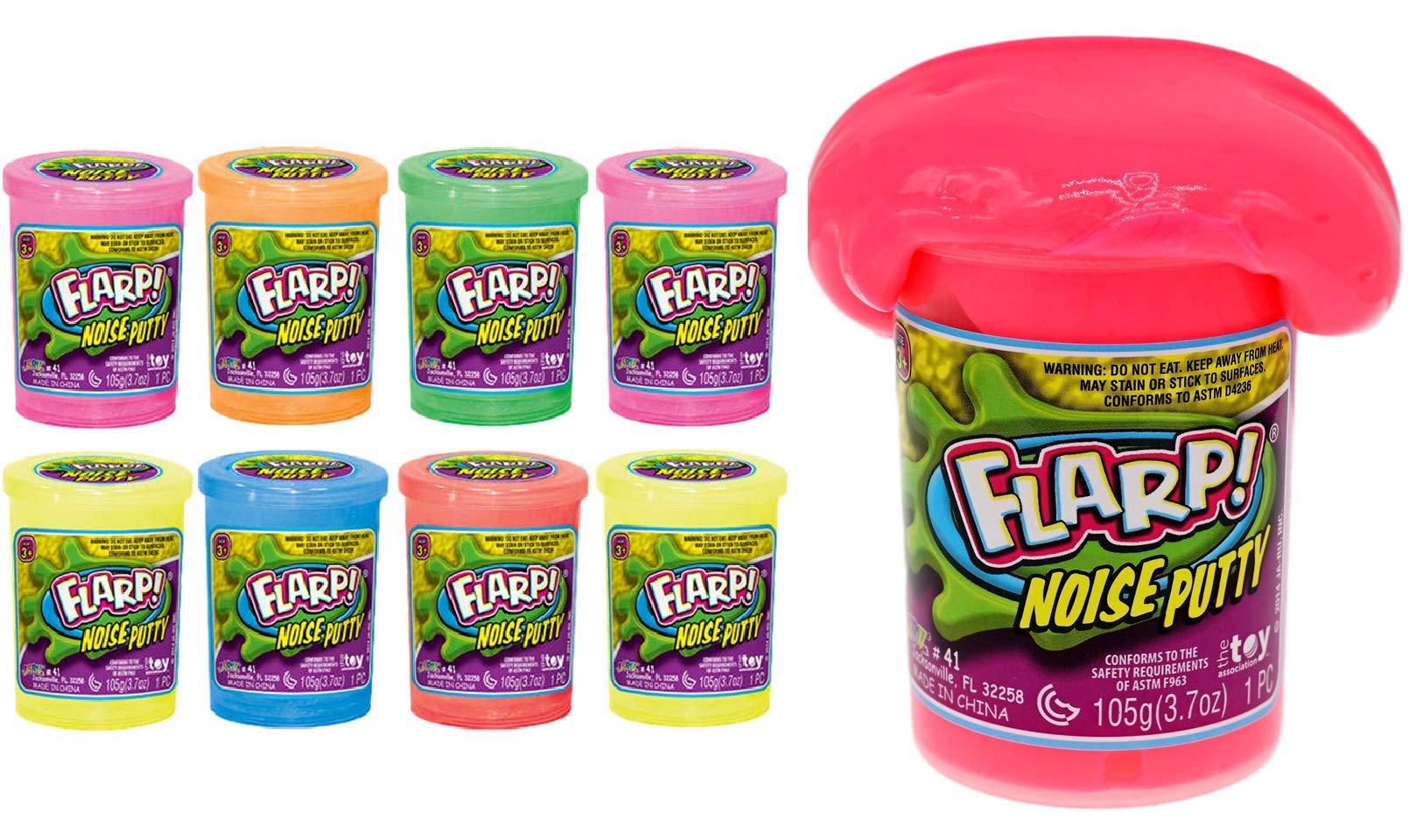 Ja-Ru Flarp Noise Putty (Pack Of 8) Fidget Toy Putty Passing Gas Sound Noise Maker Slime. Pranking & Fidget Toy For Kids, Party 