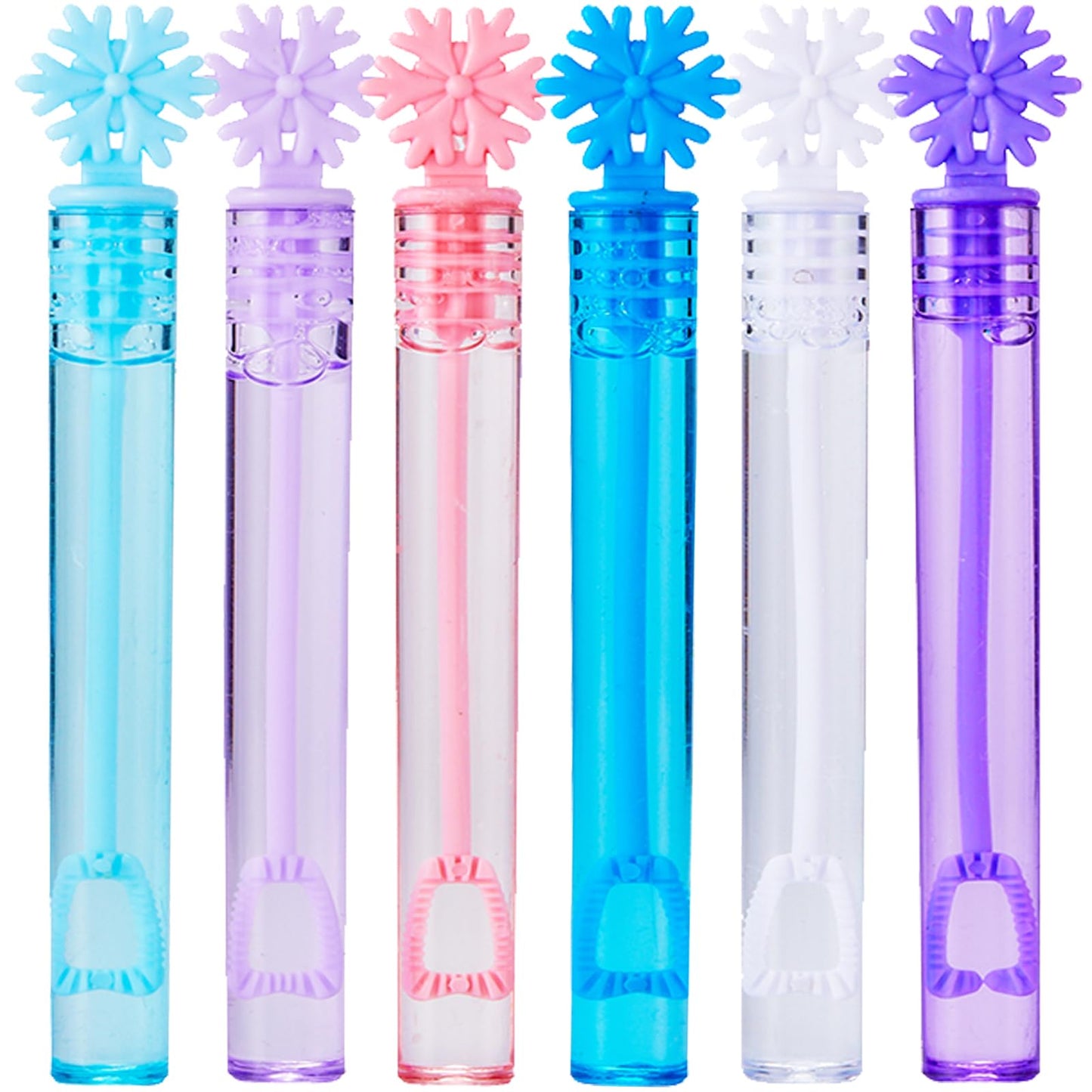 32 Pieces Frozen Bubble Wands,6 Color Mini Snowflake Bubble Wands Kids Party Favors,For Birthday Party,Theme Party,Summer Outdoo