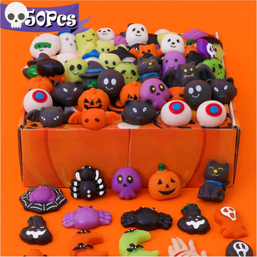 50Pack Halloween Goodie Bag Fillers Mochi Squishy Toys, Party Favors for Kids, Kawaii Squishies Fidget Toys, Stress Relief Toy T