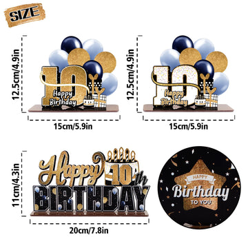 Lingteer Happy 10Th Birthday Gold Acrylic Table Topper Centerpieces Set - Cheers To Ten Years Old Birthday 10Th Bday Party Gift Decorations.