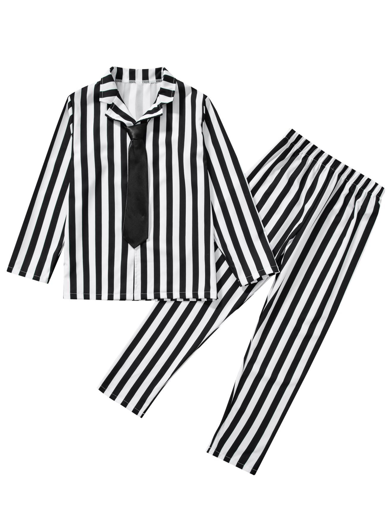 Promoted To Big Sister Boy Halloween Black And White Striped Suit Scary Costume For Kids (6T)