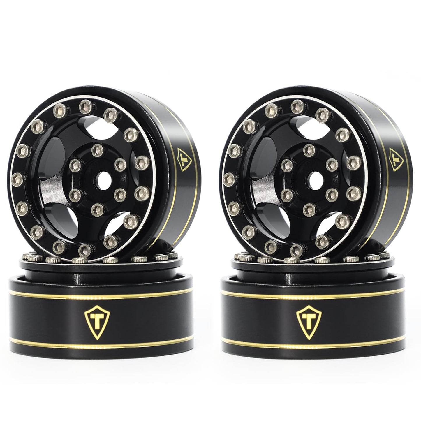 Treal 1.0 Beadlock SCX24 Wheels (4P) Classic 5-Star 1 Micro Bead lock Wheel for Axial 1/24 SCX24 Dodge Deadbolt C10 Gladiator Cr