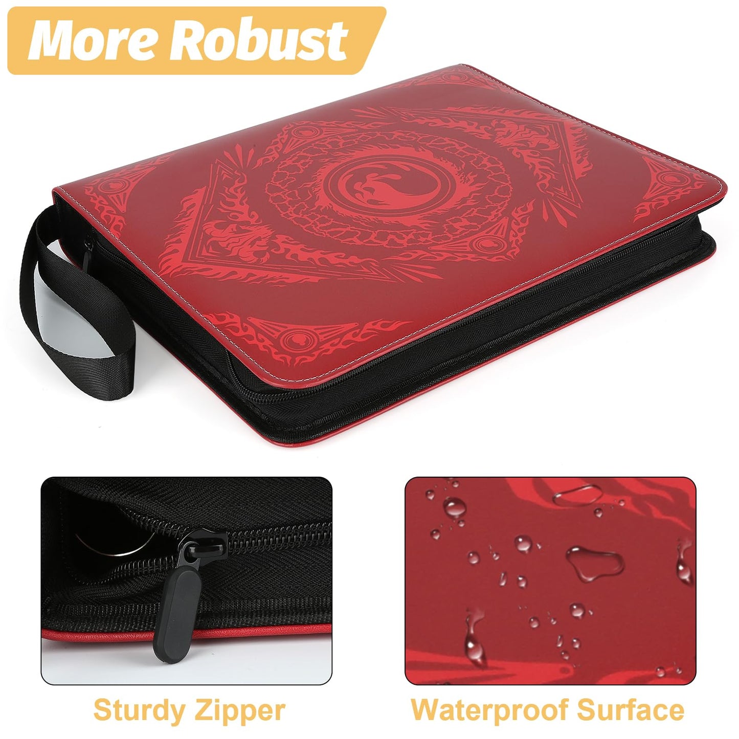 MTGPRO 9-Pocket Card Binder for MTG 720 Double Sided Pocket PU Trading Collection Binder enhanced Collector Card Album for MTG TCG Yugioh Game Cards(Red)