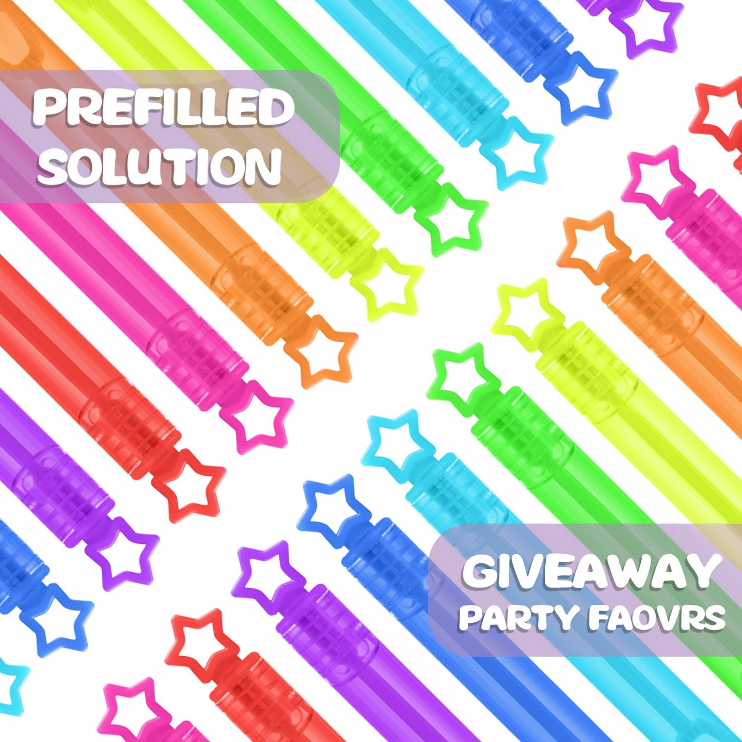 32 Pcs 8 Colors Neon Bubbles Party Favors For Kids, Mini Star Bubble Wand Bulk In Gift Box As Goody Bags Stuffer, Classroom Give