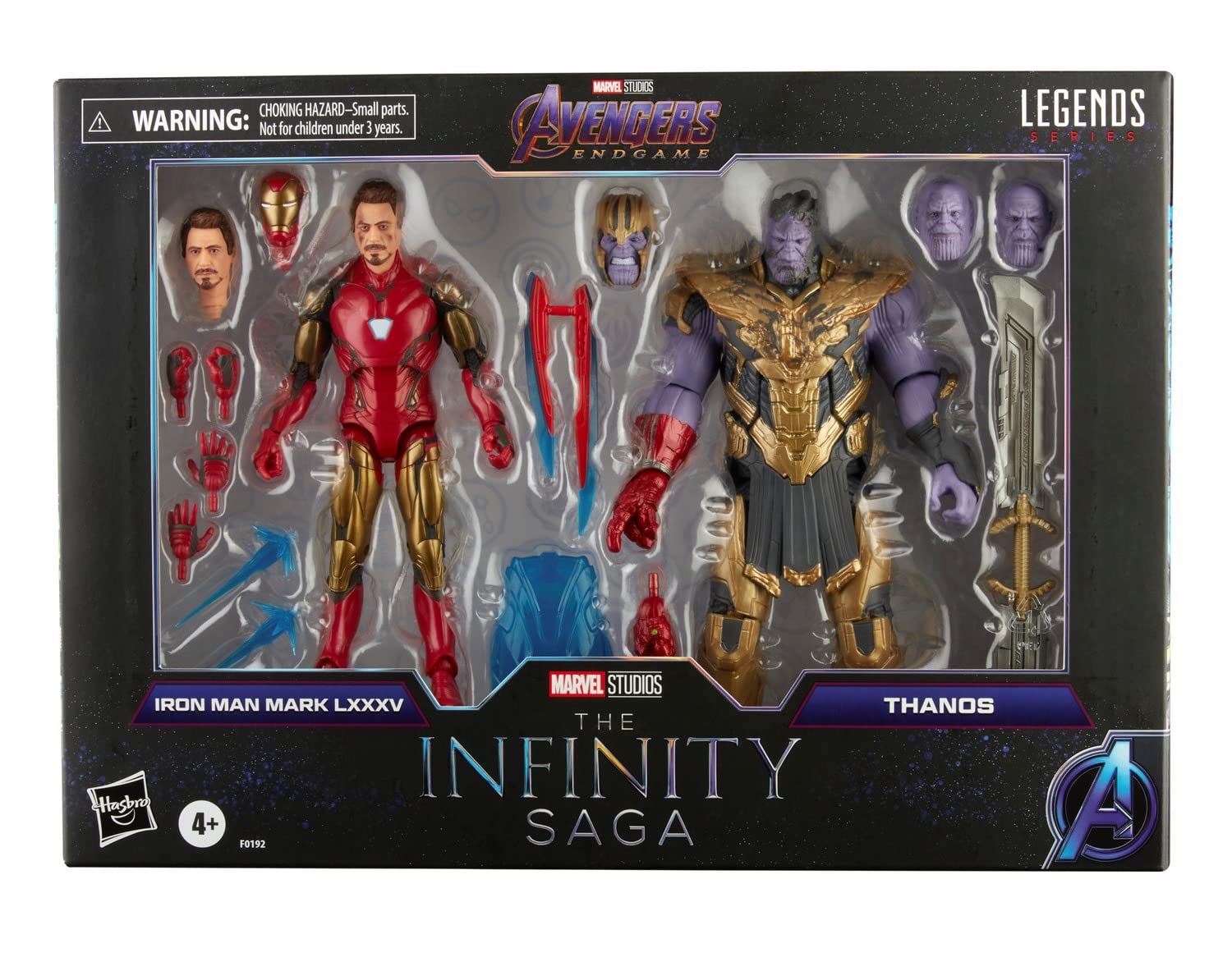 Marvel Hasbro Legends Series 6-Inch Scale Action Figure 2-Pack Toy Iron Man Mark 85 Vs. Thanos, Infinity Saga Character, Premium Design, 2 Figures And 8 Accessories