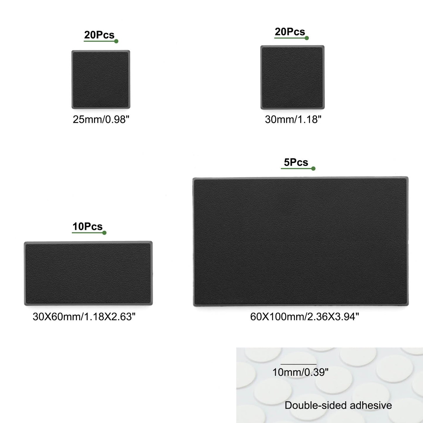 Evemodel Mixed Different Sizes Square Rectangle Bases for Wargames Tabletop (55pcs-2 Shapes & 4 Sizes)