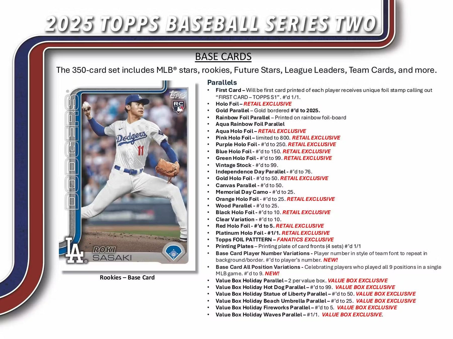 2025 Topps Series 2 Baseball Trading Card Blaster Box (Look for Retail limited availability Holo Base Card Parallels)