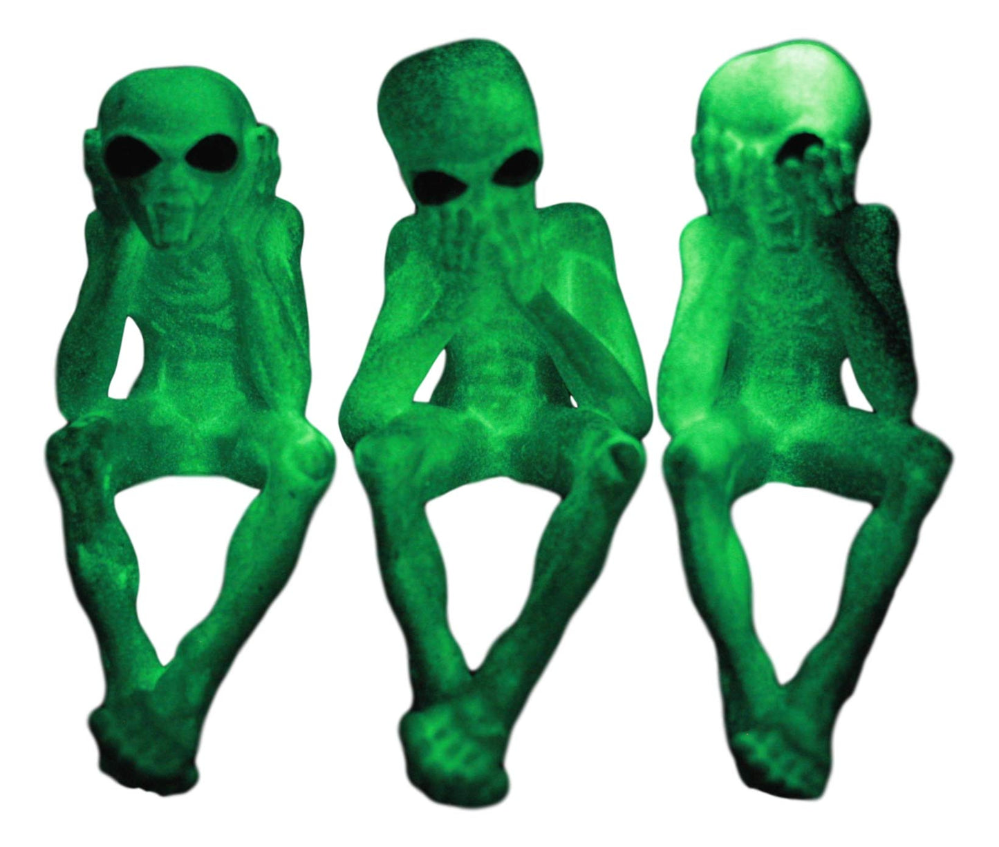 Ebros Glow In The Dark See Hear Speak No Evil Alien Shelf Sitters Set Of 3 Extra Terrestrial Creatures Alien Figurines