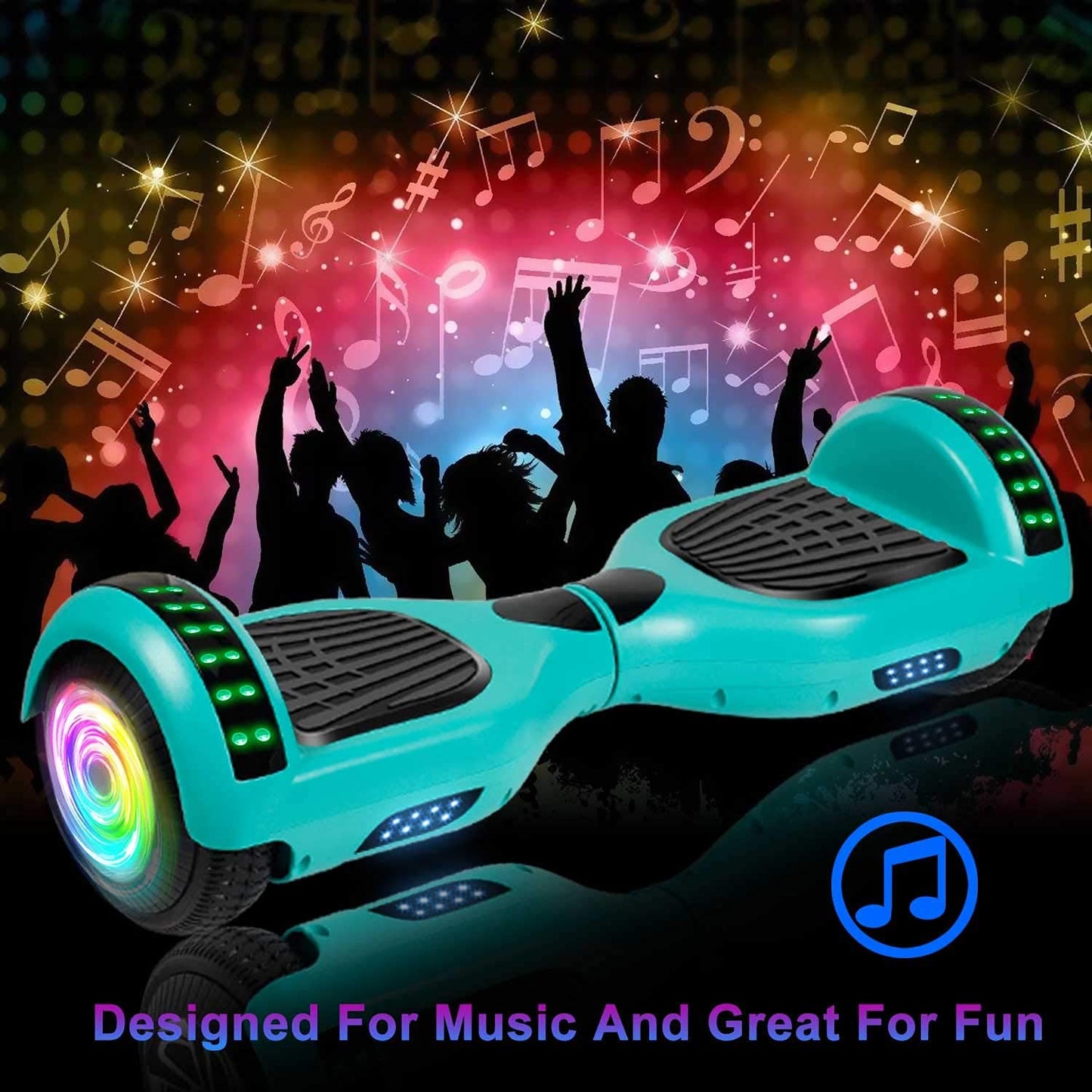 Sisigad Hoverboard For Kids Ages 6-12, With Built-In Bluetooth Speaker And 6.5'' Colorful Lights Wheels, Safety Certified Self B