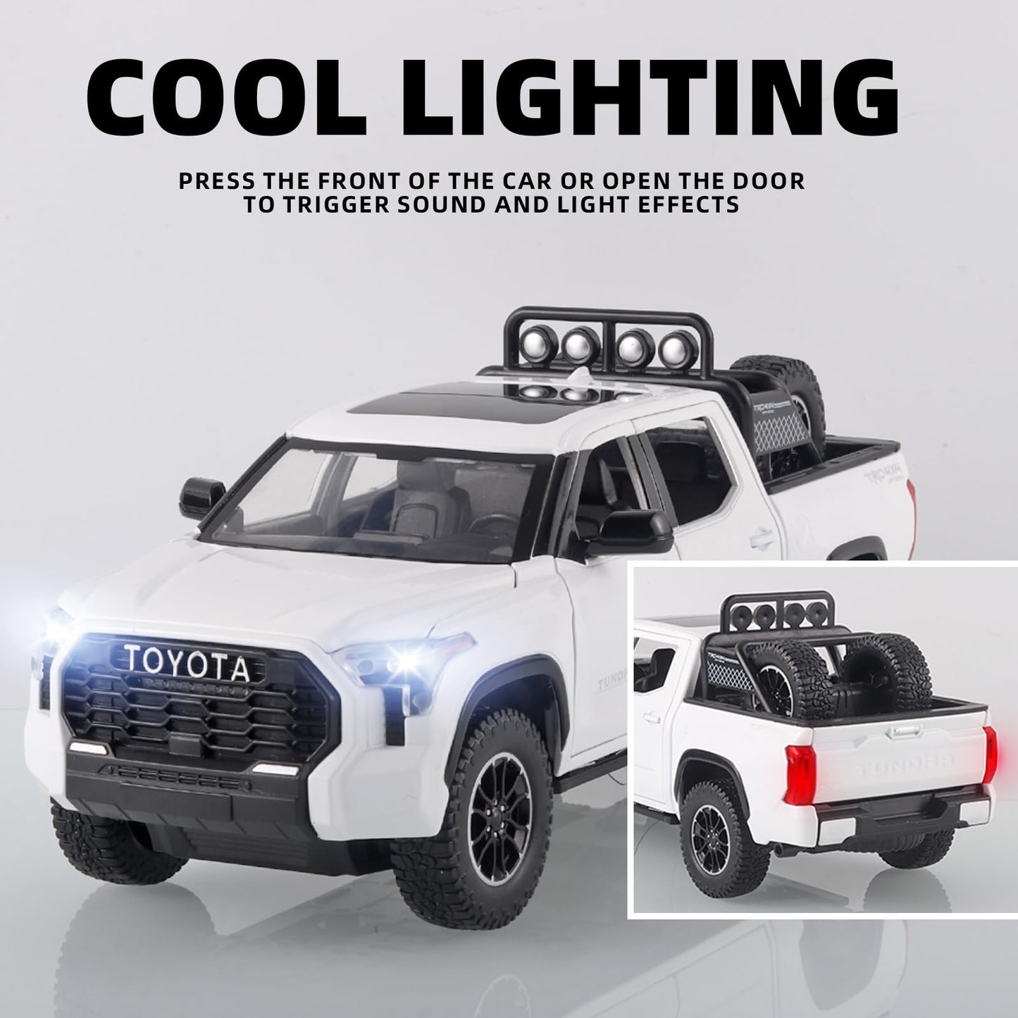 OANMYJJO Toy Trucks for Boys 1/24 Tundra Diecast Metal Model Toy Pickup Truck Pull Back Car Model with Light and Sound Toy Truck