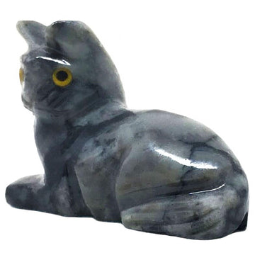 Nelson Creations, Llc 1.5 Inch Cat Laying Natural Soapstone Hand-Carved Animal Charm Totem Stone Carving Figurine