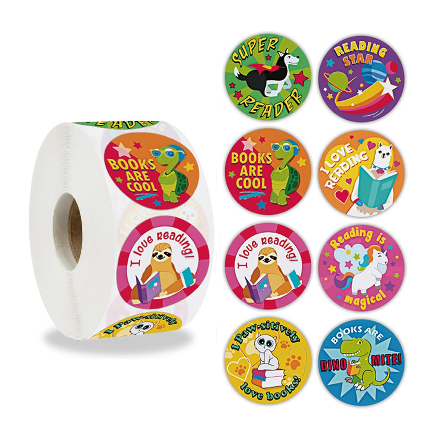 Reading Reward Stickers For Teachers,500 Stickers For Kids In 8 Designs,1 Inch School Stickers Pack,Motivational Incentive Stick