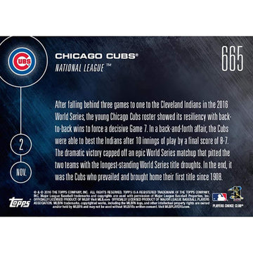 Chicago Cubs Mlb Celebrate First World Series #665 2016 Topps Now Trading Card