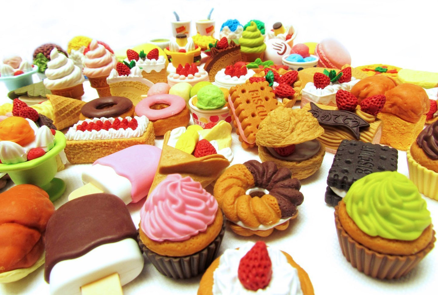 Iwako Assorted Food Cake Dessert Erasers - 10 Rubber Japanese Erasers, Style-8, Model 1010-UPC