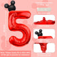Lebery 40 Inch Mouse Number 5 Balloon Mini Mouse Head Balloon, Black Red Number 5 Balloon, Mouse Clubhouse Birthday Balloon For 5Th Birthday Party Baby Shower Anniversary Supplies