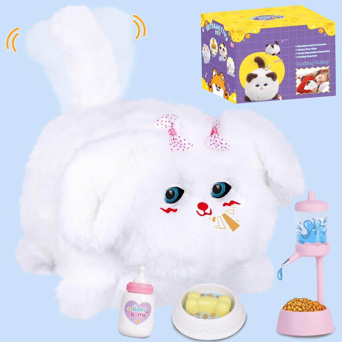 Jimate Interactive Dog Toys For Kids 3-7, Plush Toy Dogs That Barks, Blink And Talk, Children'S Toy Puppy With Pet Waterer, Milk