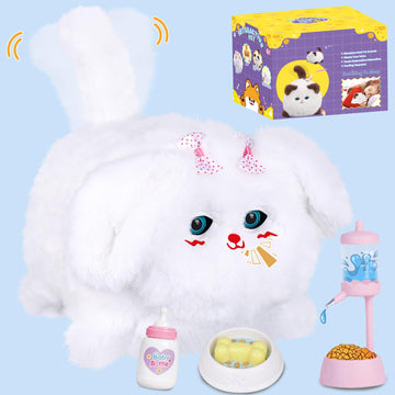 Jimate Interactive Dog Toys For Kids 3-7, Plush Toy Dogs That Barks, Blink And Talk, Children'S Toy Puppy With Pet Waterer, Milk