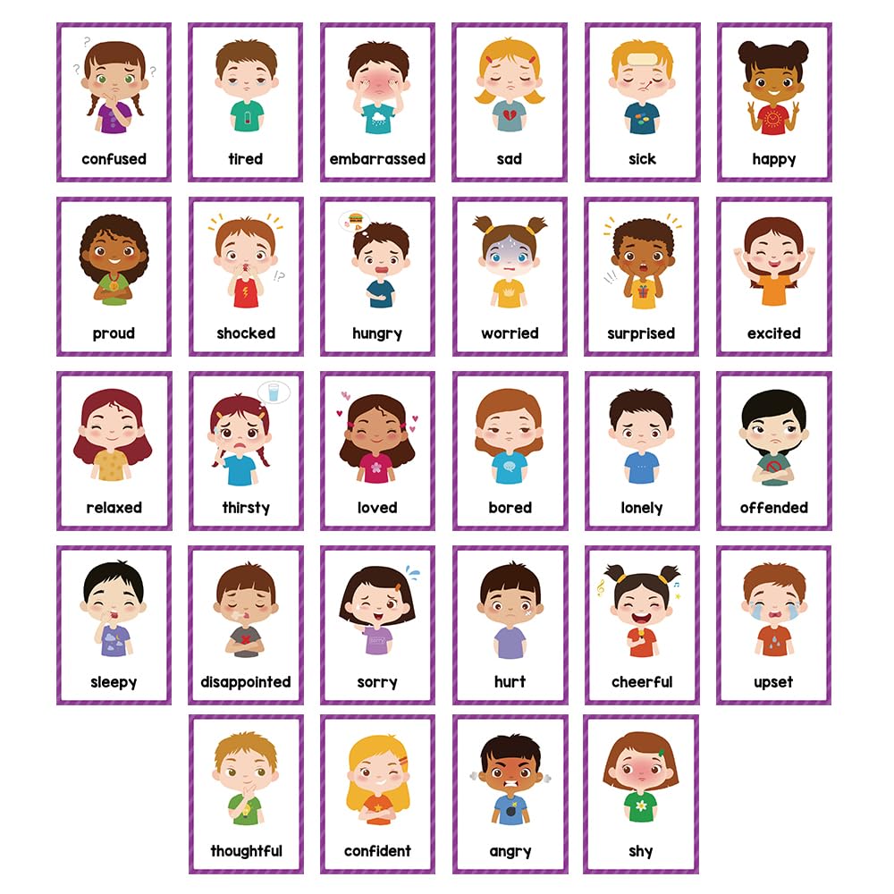 Lachilly Emotions Learning Flashcards, High Frequency Words, Beginning Reading, Kindergarten To 1St Grade, Esl Teaching Material