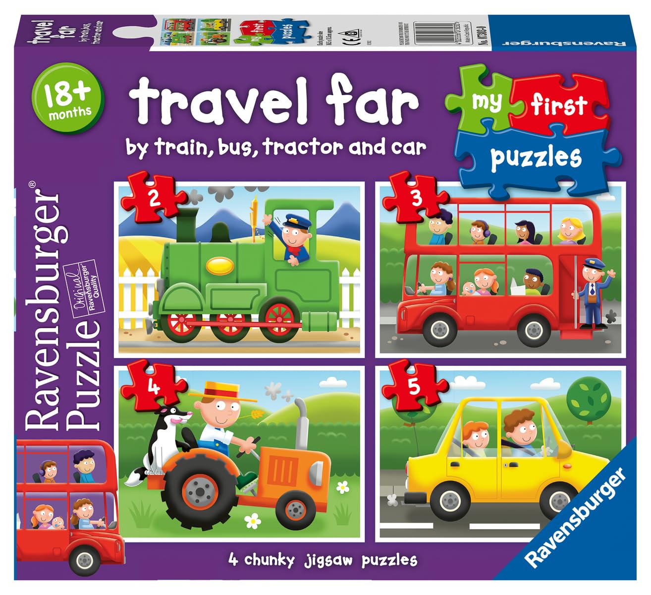 Ravensburger My First Puzzle: Travel Far (2: 3: 4 & 5 Piece) Jigsaw Puzzle For Kids - Every Piece Is Unique, Pieces Fit Together Perfectly