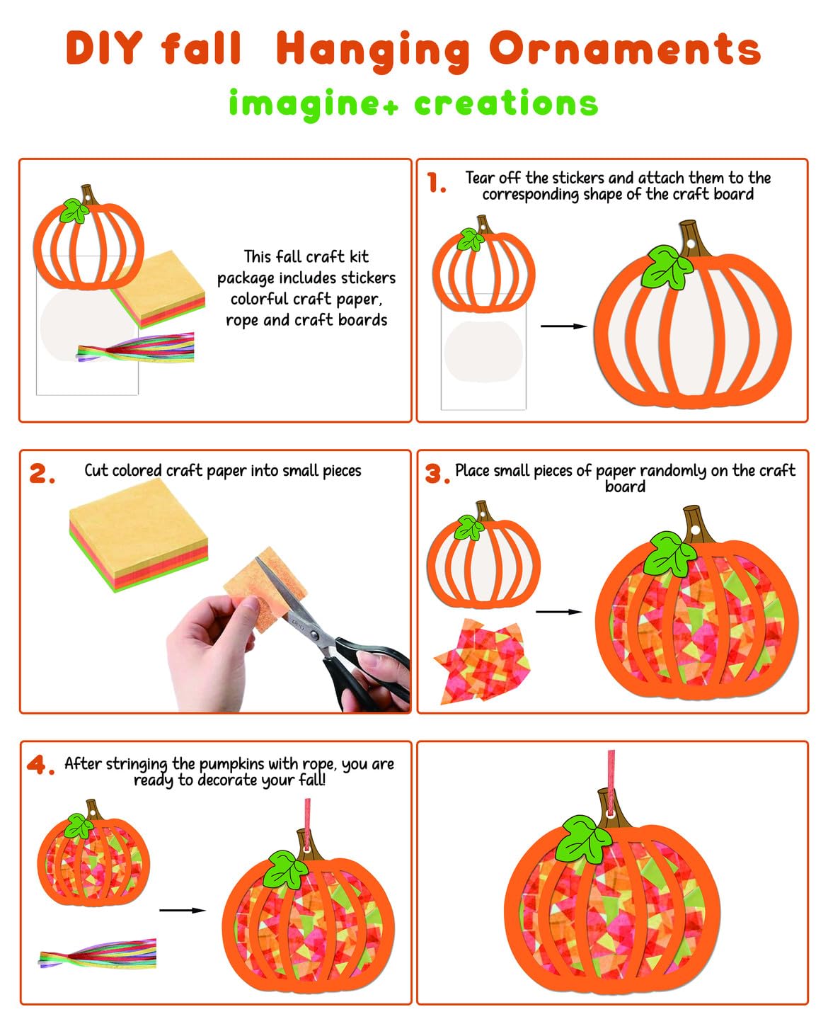 Zliisang 24PCS Make You Own Fall Crafts Kit Bulk Maple Leaves Pumpkin Apple Acorn Paper Suncatchers DIY Kit for Autumn Thanksgiv
