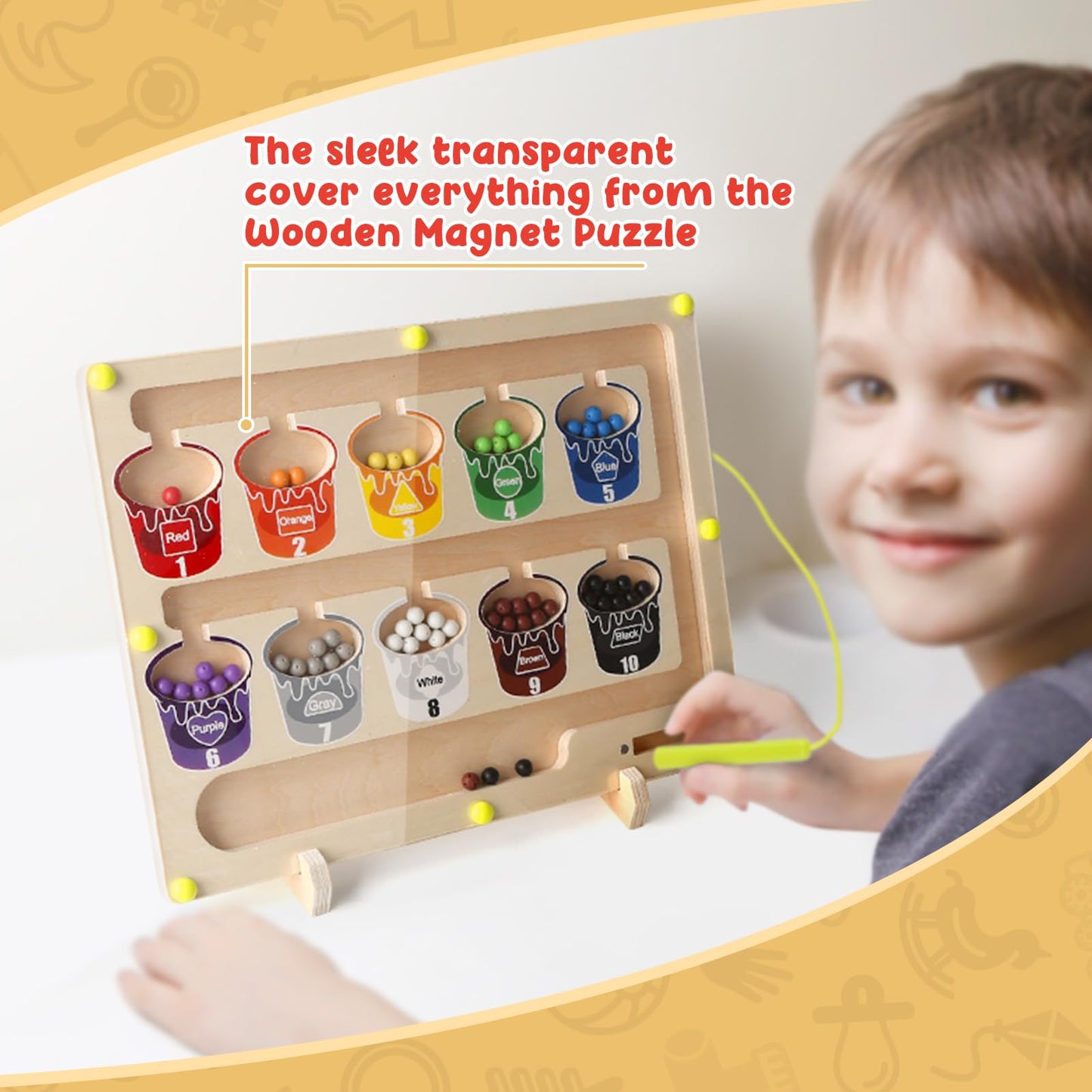 Magnetic Color and Number Maze, Montessori Magnet Puzzles Board Toys for Kids, Education Counting & Matching for Preschool Learn