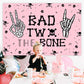 Wonmelody Skeleton Theme Birthday Backdrop Banner, 5x3ft Polyester, Pink & Black, 2nd Birthday Decorations, Model CA-F-PA-11519