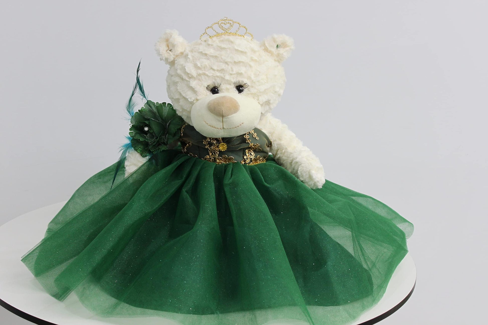 KINNEX COLLECTIONS SINCE 1997 20 Quince Anos Quinceanera Last Doll Teddy Bear with Dress (Centerpiece) B16631-33G (Emerald Green