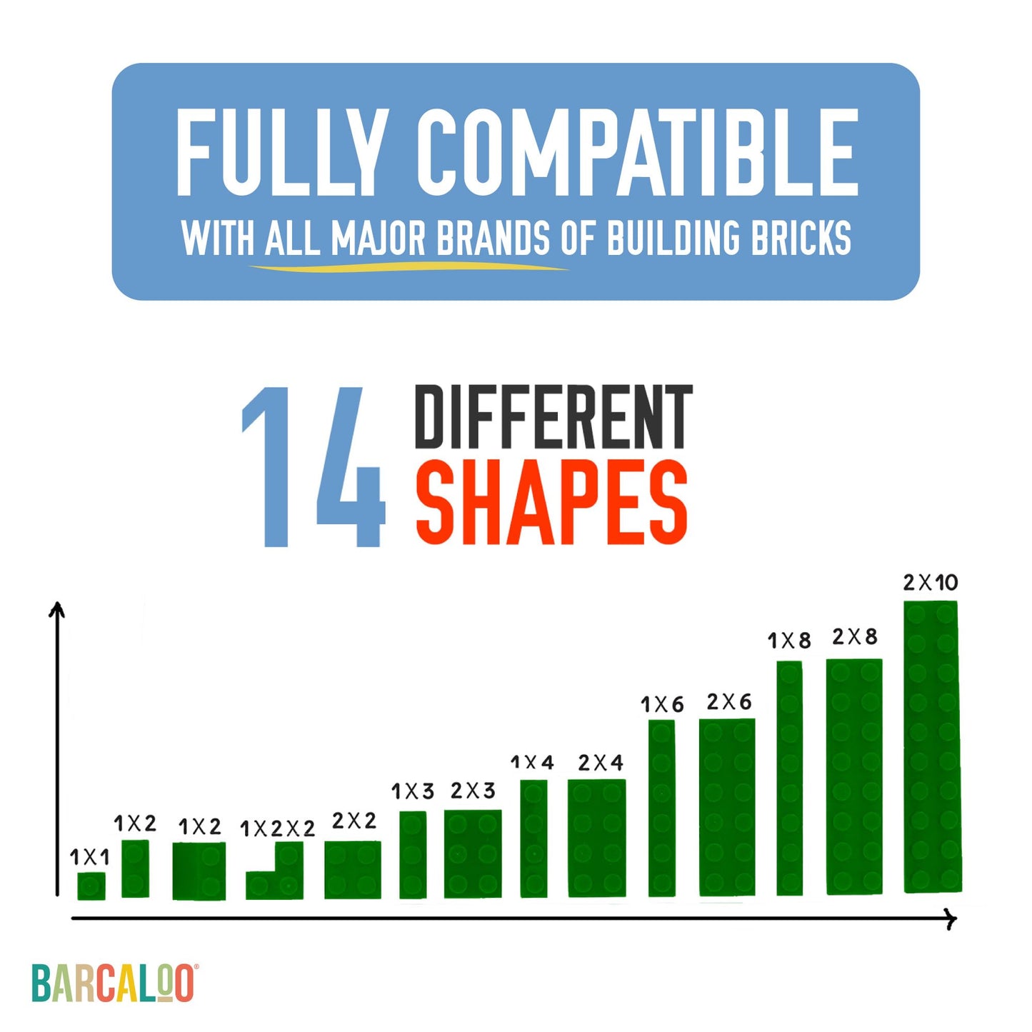 Barcaloo 1000 Piece Building Bricks Play Set, 10 Classic Colors Bulk Building Blocks, Generic Brick Building Parts, For Boys And