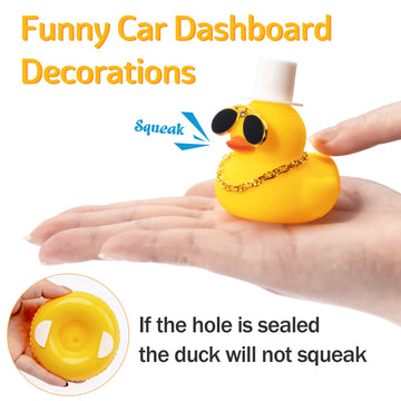 Wonuu Swim Ring Rubber Ducks With Mini Diamond Glasses Hat Necklace For Cars Dashboard Decorations Car Accessories Toy Duck Car Ornament, Pink Magic Hats With Pink Duck Ring