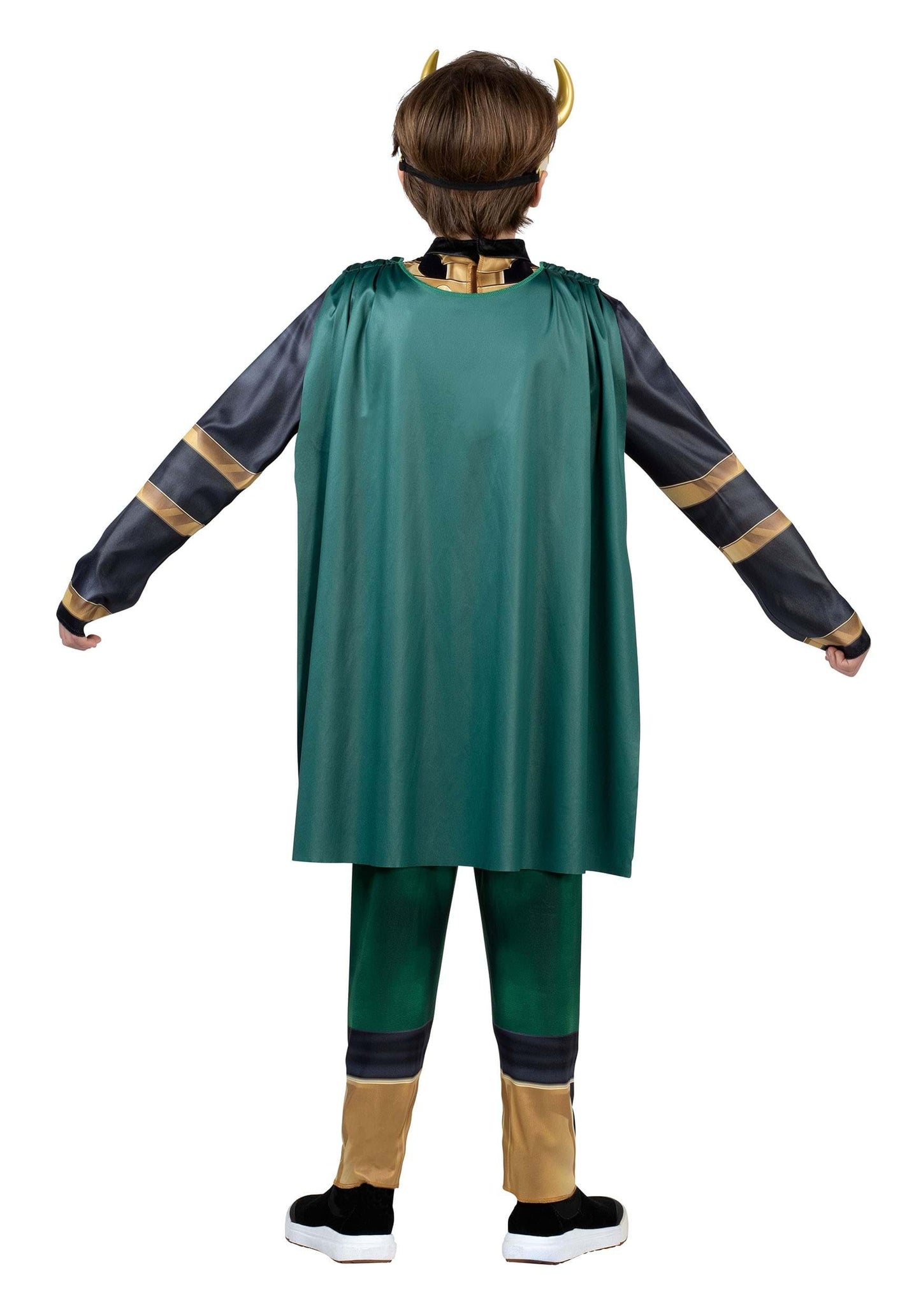 MARVEL Loki Youth Costume - Padded Jumpsuit with Detachable Cape and Plastic Headpiece Medium