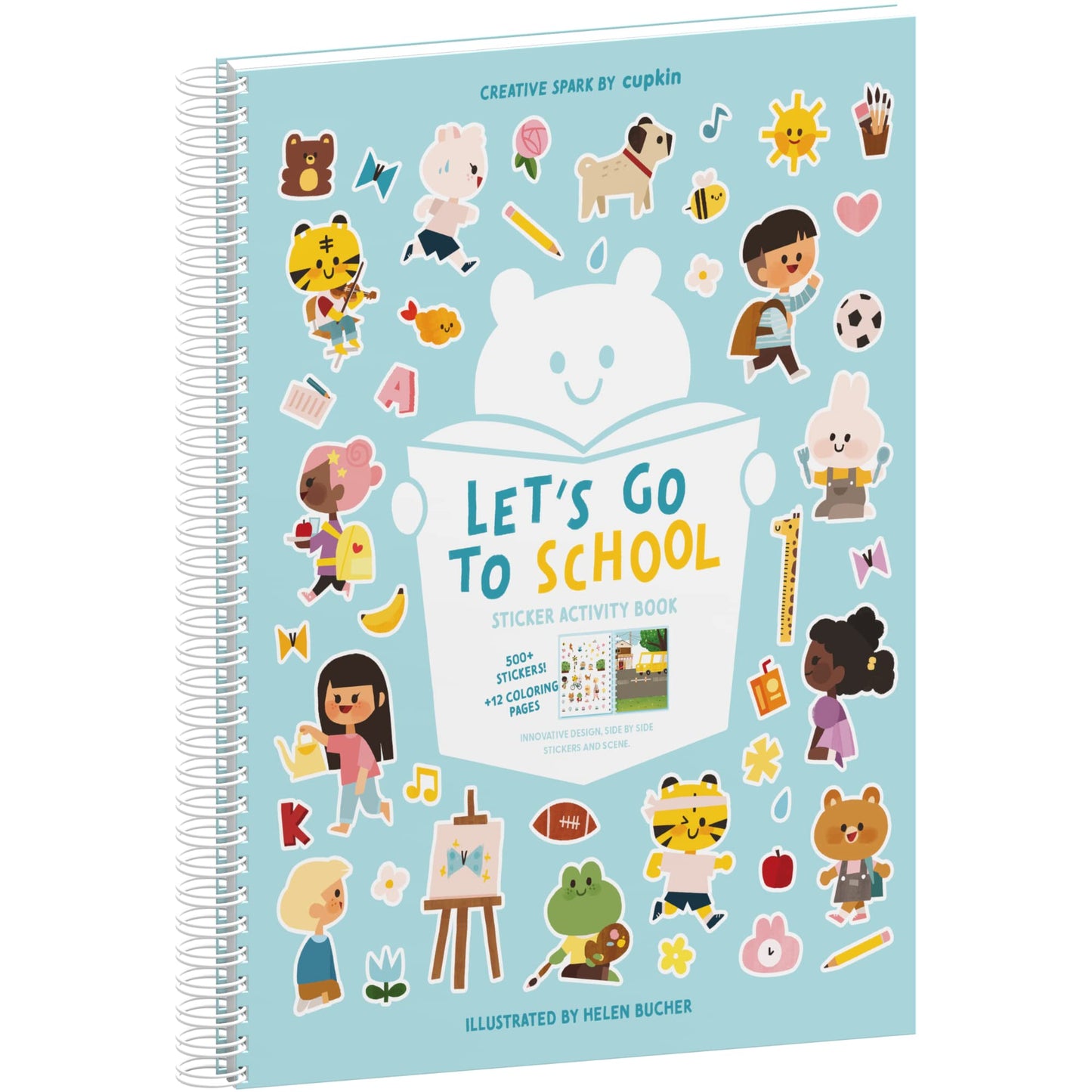 Lets Go To School Toddler Sticker Book By Cupkin: Side By Side Activity Books - 12 Scenes With 500+ Back To School Stickers For