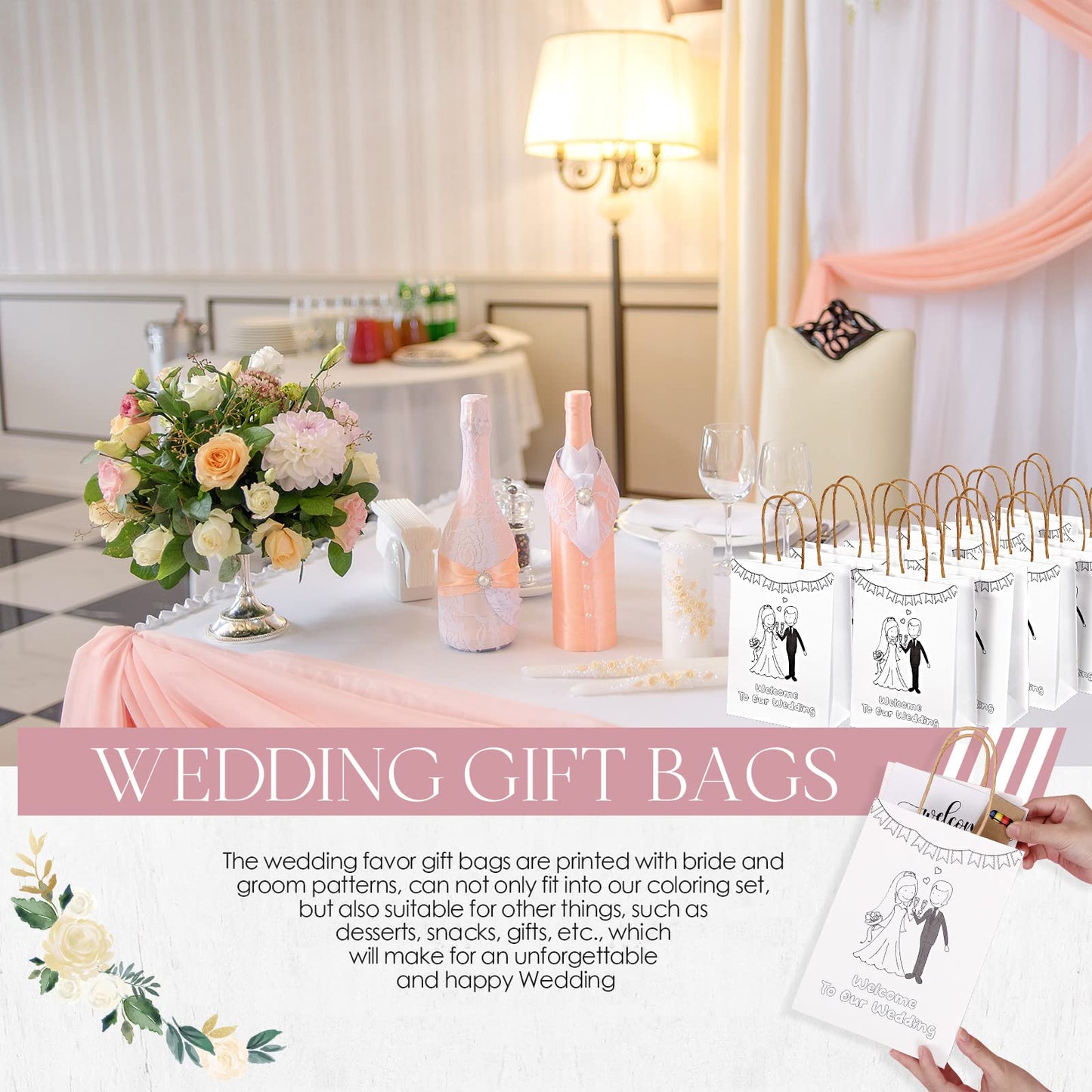 Gueevin Wedding Coloring Books for Kids - 48 Pcs, Individually Packaged, Paper, Goodie Bags & Scavenger Hunt Sheets