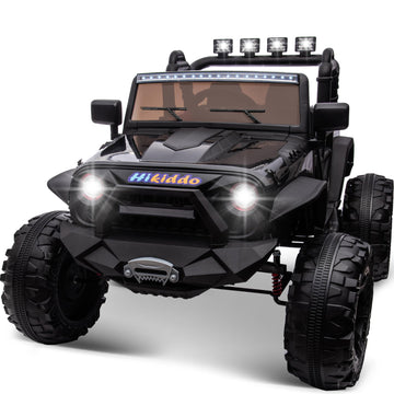 Hikiddo 24V 9Ah Ride on Toy for Big Kids, 4WD 2 Seater Ride on Car Truck with Remote Control, 4x200W Motor - Black
