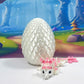 3D Printed Dragon With Egg, Articulated 6'' Pink And White Cherry Blossom Baby Dragon, Fidget Adhd Autism Toy Bd004-Wht