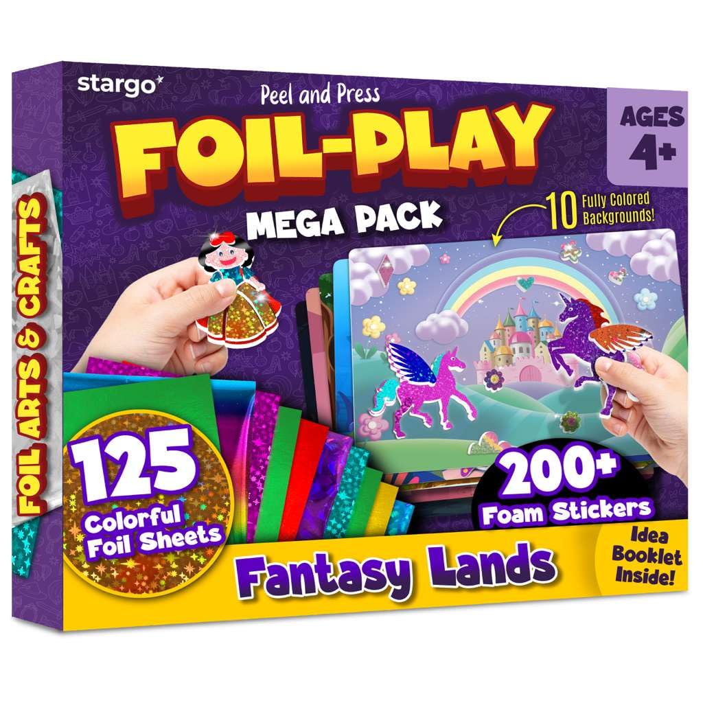 Foil Creative Art Kit for Kids, Fun Craft Set with Triple-Layer 3D Stickers & Foil Sheets - Creative Arts & Crafts for Birthday 