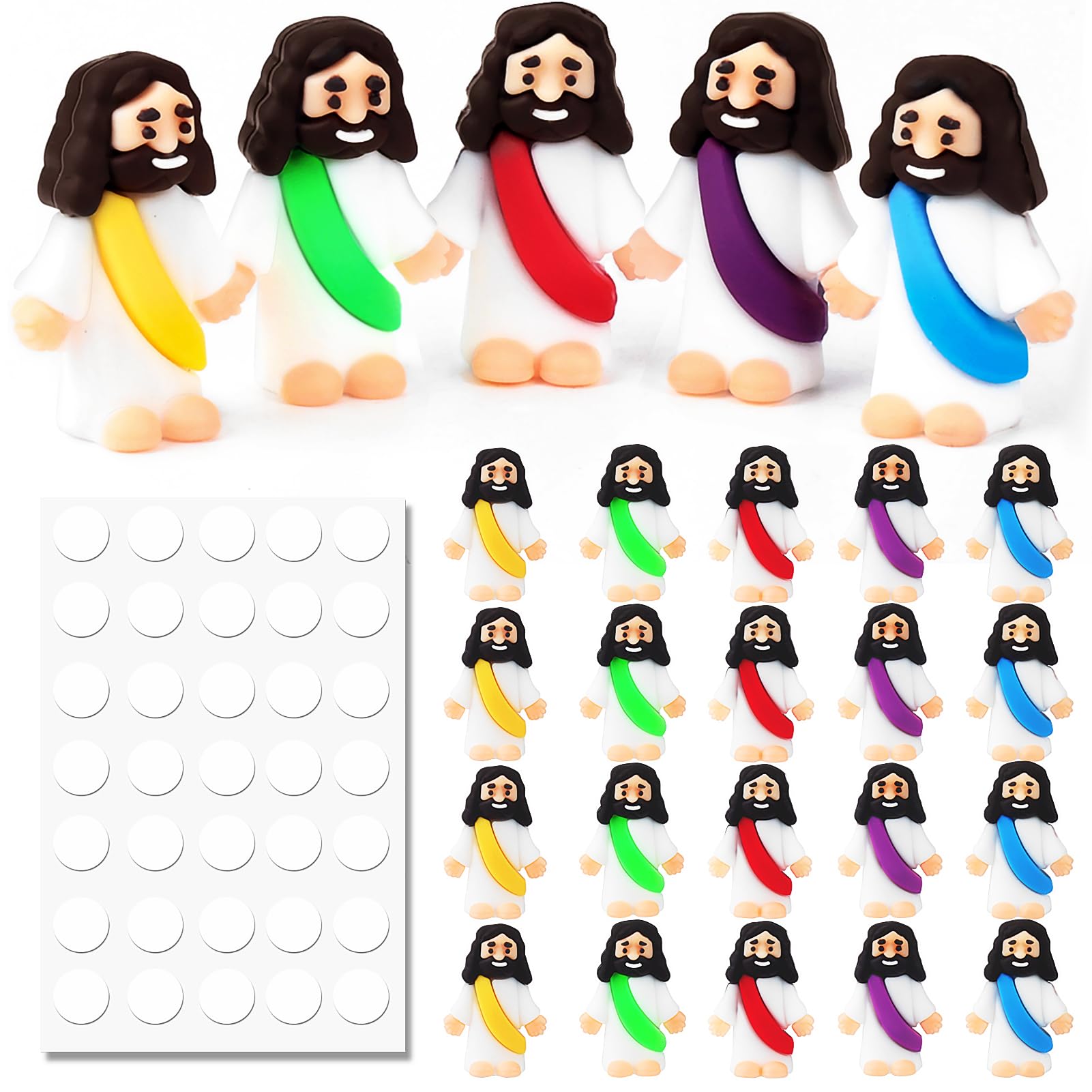 Urskytous 25Pcs Mini Jesus Figurine Bulk Little Jesus Figures Toys Tiny Religious Doll To Hide And Seek Christ Religious Party F