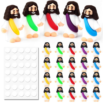 Urskytous 25Pcs Mini Jesus Figurine Bulk Little Jesus Figures Toys Tiny Religious Doll To Hide And Seek Christ Religious Party F