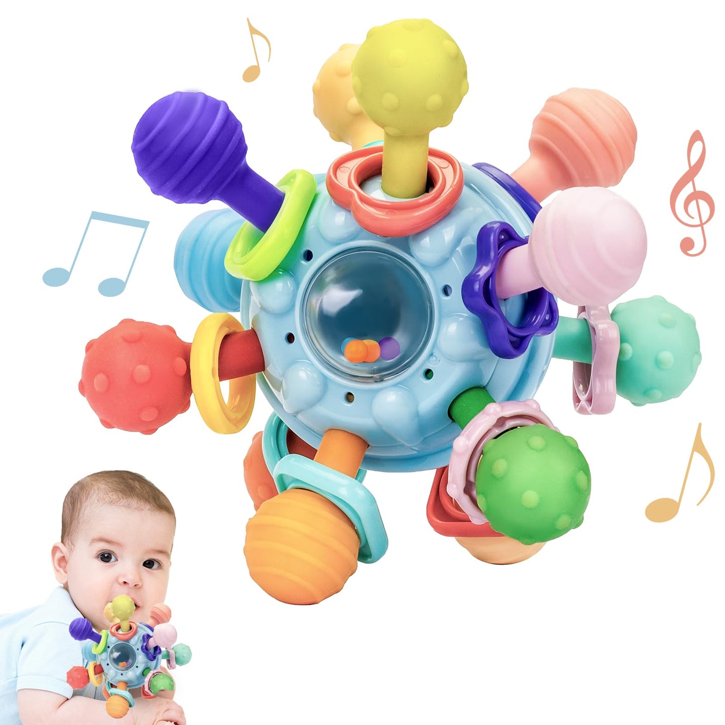 Accevo Baby Teething Toys Silicone Baby Teether Toys For 6-12 Months Chew Toys For Sucking Needs, Baby Teether For Soothing Sore