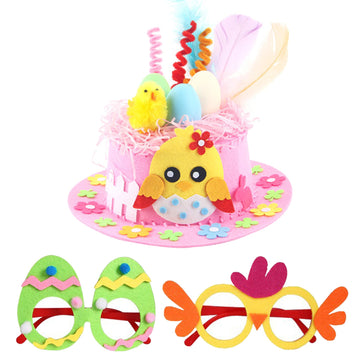 Yushanju Easter Crafts Kits Easter Eyeglasses Diy Easter Hat Kit Easter Chick Bunny Egg For Hats Party Supplies Game Decorations