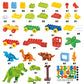Dinosaur Building Blocks Toys,Jurassic Theme Building Blocks,With A Counting Train,A Big T-Rex,And Three Dinosaurs,Compatible Wi