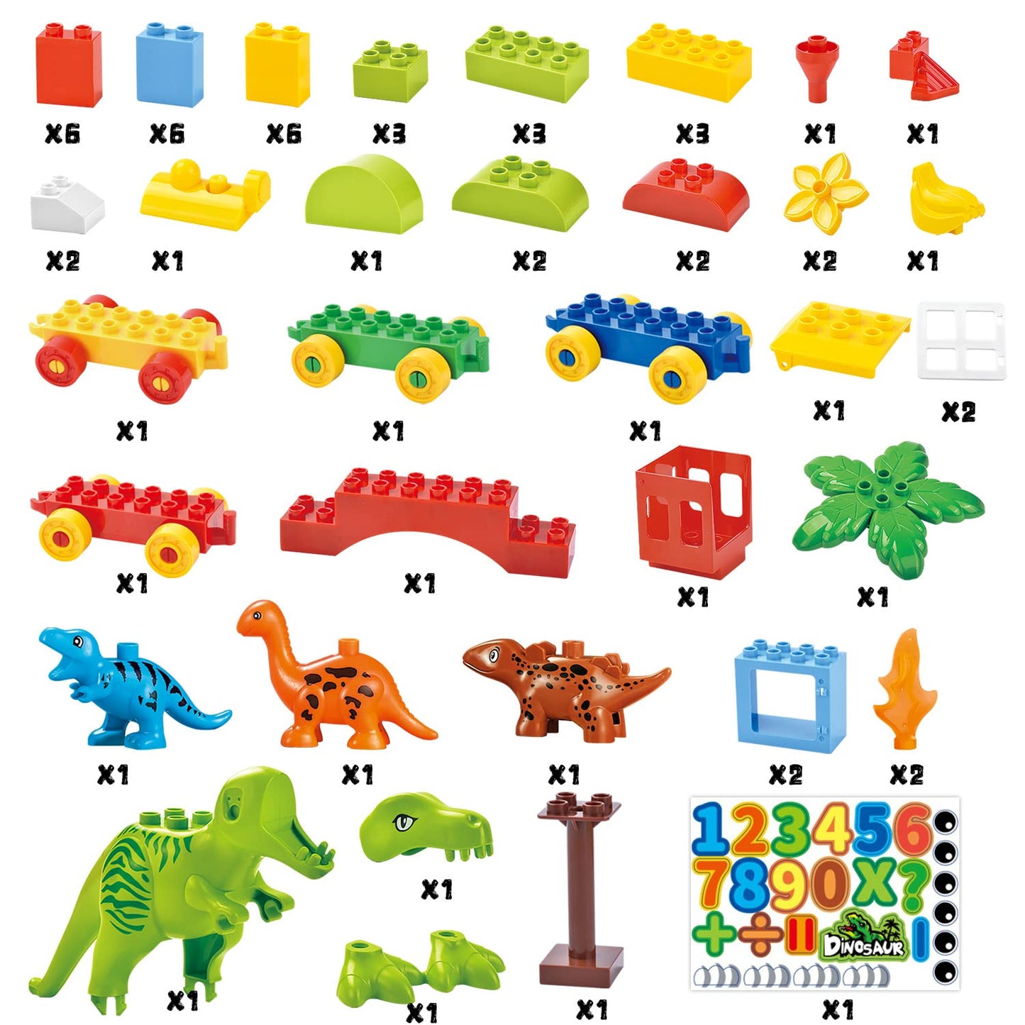 Dinosaur Building Blocks Toys,Jurassic Theme Building Blocks,With A Counting Train,A Big T-Rex,And Three Dinosaurs,Compatible Wi