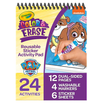Crayola PAW Patrol Sticker Activity Pad, 12 PAW Patrol Coloring Pages, 100+ Stickers, Travel Activity, PAW Patrol Toys, Toddler 